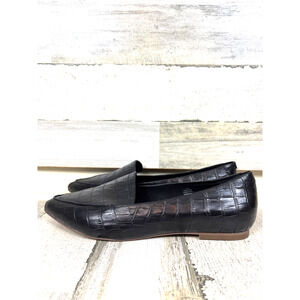 Blondo Womens 10 Black Silvia Croc Leather Loafers Waterproof Luxe NEW